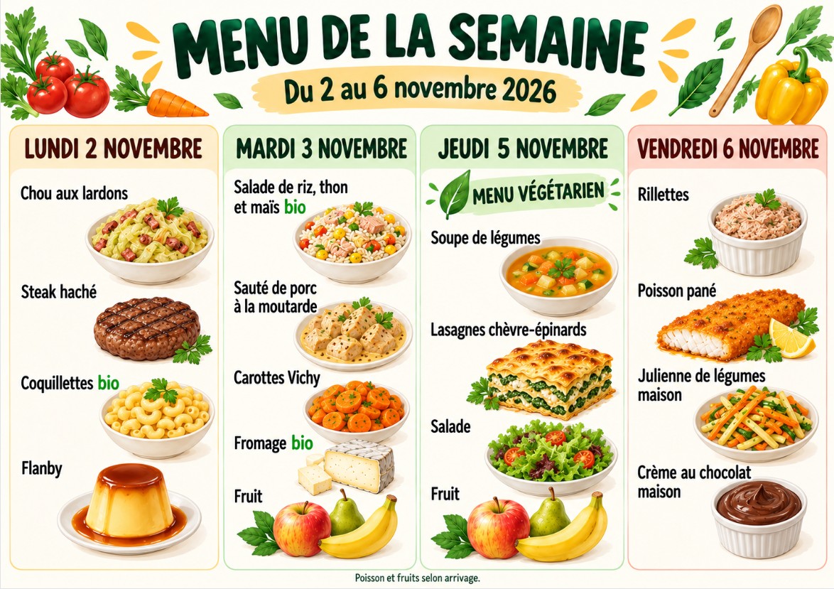 MENU ALSH SEMAINE DU 19 OCTOBRE